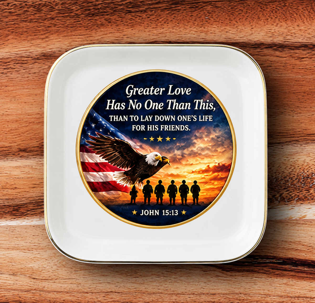 Greater Love Hath No Man Jewelry Dish