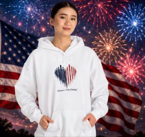 Patriotic Heart Hoodie — America’s Strong & Free Sweatshirt (unisex)