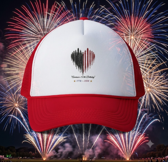 Patriotic Heart Trucker Cap — Veterans 1775–2026 Memorial Hat