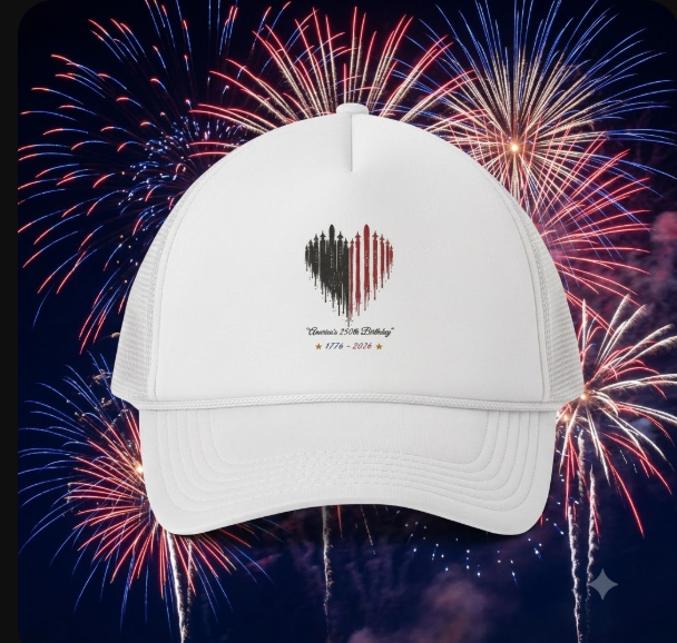 Patriotic Heart Trucker Cap — Veterans 1775–2026 Memorial Hat