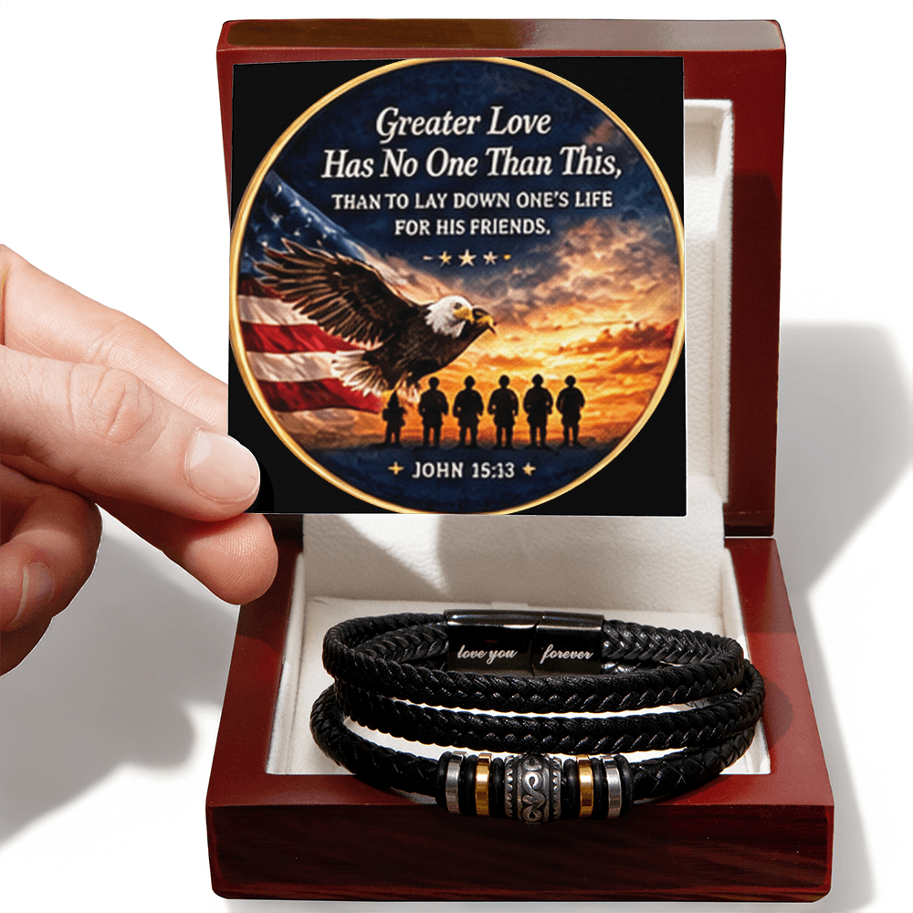 Greater Love Hath No One Bracelet - John 15:13 (Silver Beads)